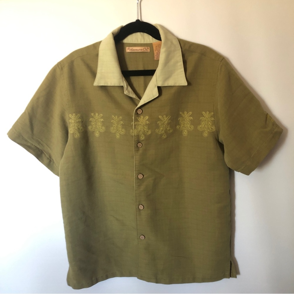 The Havanera Co boys button up green guayabera Cubavera Med‎ 10/12